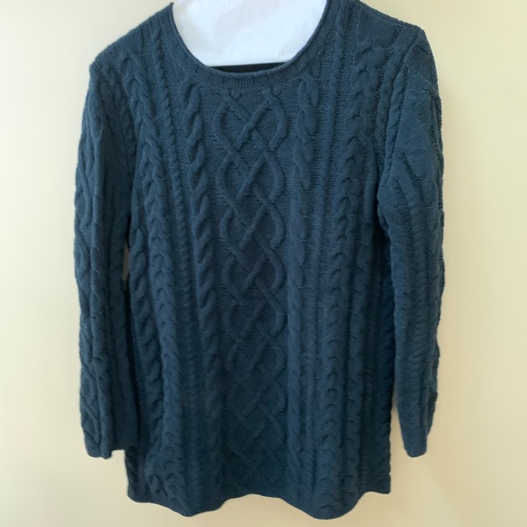 JJill Cable Knit Crewneck Sweater S Navy Blue - Picture 3 of 7